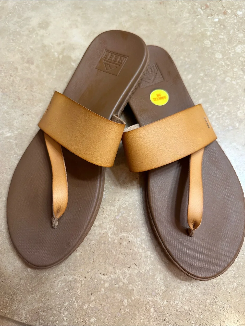 Reef Brown Footbed Slide Sandals with Tan Straps - Picture 2 of 6